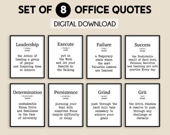 Modern office wall art, Set of 8 prints, Inspirational Leadership artwork, Office prints,  Home office decor, Motivational leadership quotes