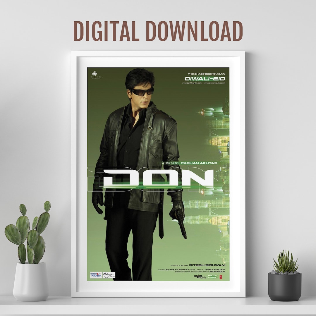 Don Movie Poster, Desi Wall Art, Bollywood Movie Poster, Retro ...