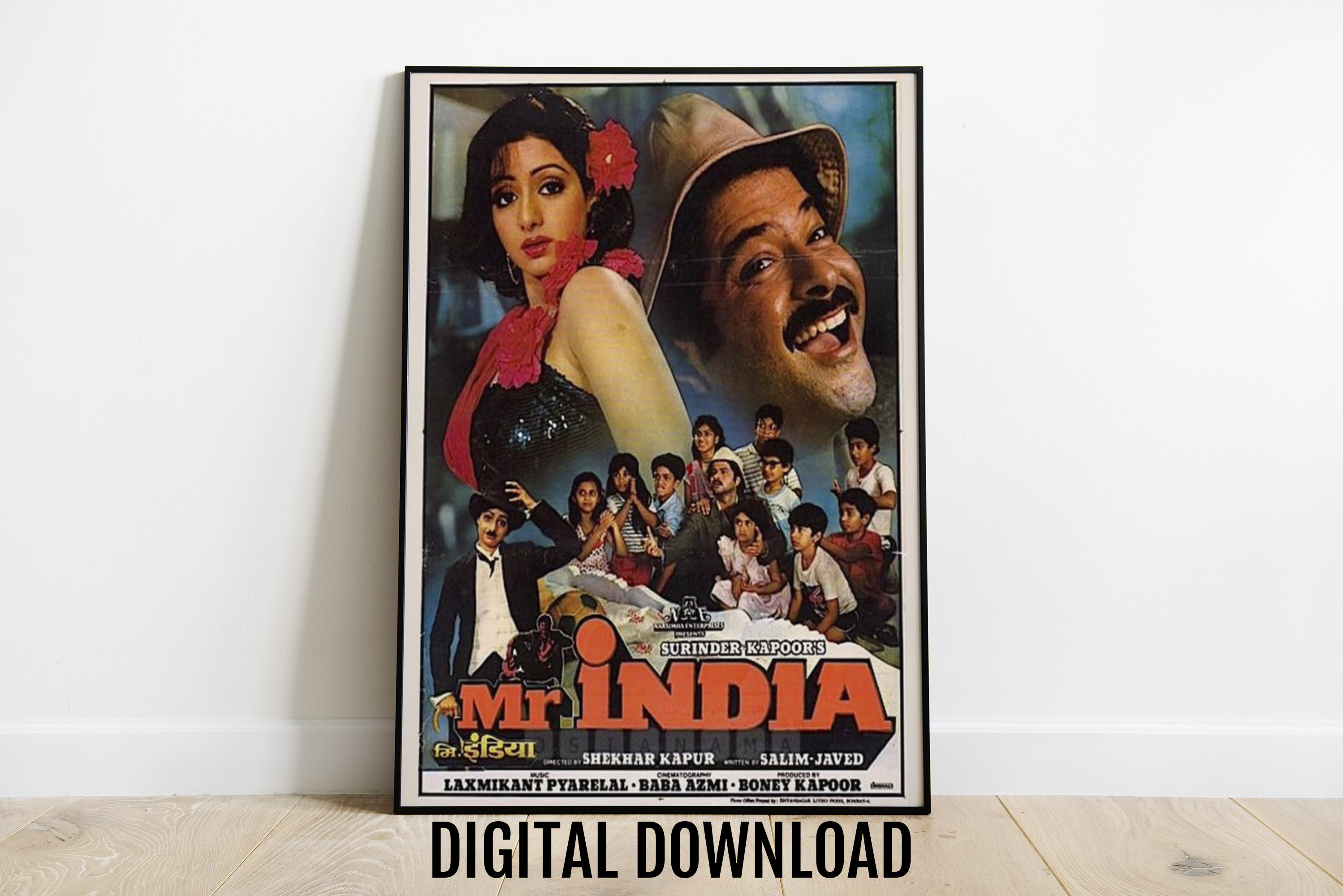 Mr India Movie Poster, Desi Wall Art, Bollywood Movie Poster, Retro