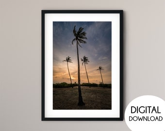 Palm trees wall print, India Poster, Goa beach print, Beach sunset print, Wall Art, Digital Download, Printable art, Colourful poster,