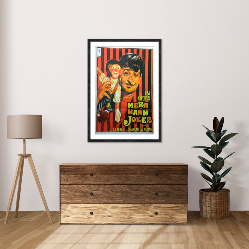 Cartel de la película Mera Naam Joker, arte de Desi Wall, cartel de la película de Bollywood, cartel retro de Bollywood, cartel de la película india, película de Raj Kapoor imagen 2