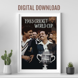 Copa Mundial de Cricket de 1983, cartel de Kapil Dev, decoración deportiva india, regalo para los amantes del cricket, cartel de arte pop, impresión india, cartel retro indio