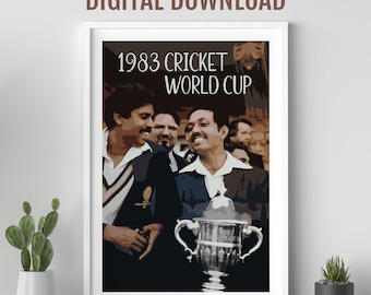 1983 Cricket World Cup, Kapil Dev poster, Indian sports decor, Gift for cricket lover, Pop art poster, Indian print, Indian retro poster