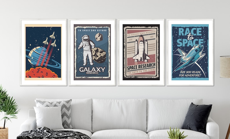 Set of 4 Space Posters Space Wall Art, NASA Wall Art, Rocket Wall Decor ...