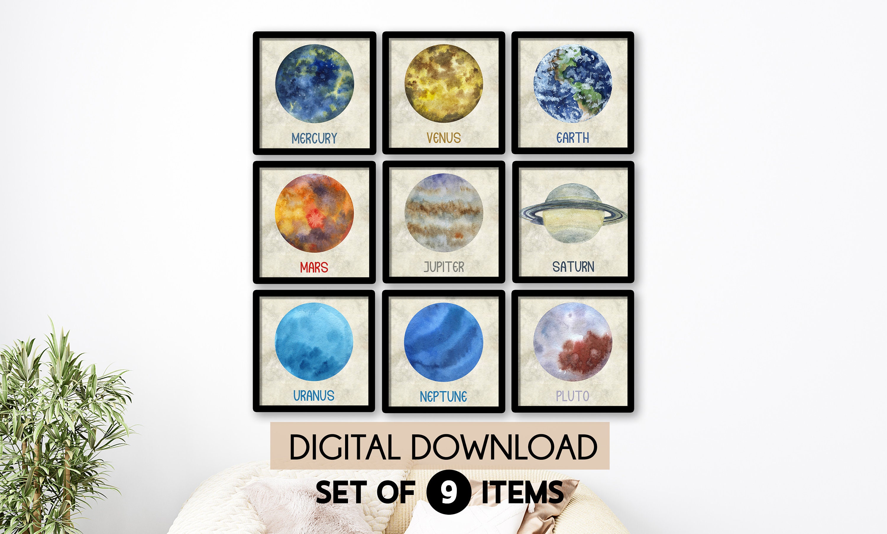 Planets Wall Art Print, Solar System Print, Celestial Wall Prints ...