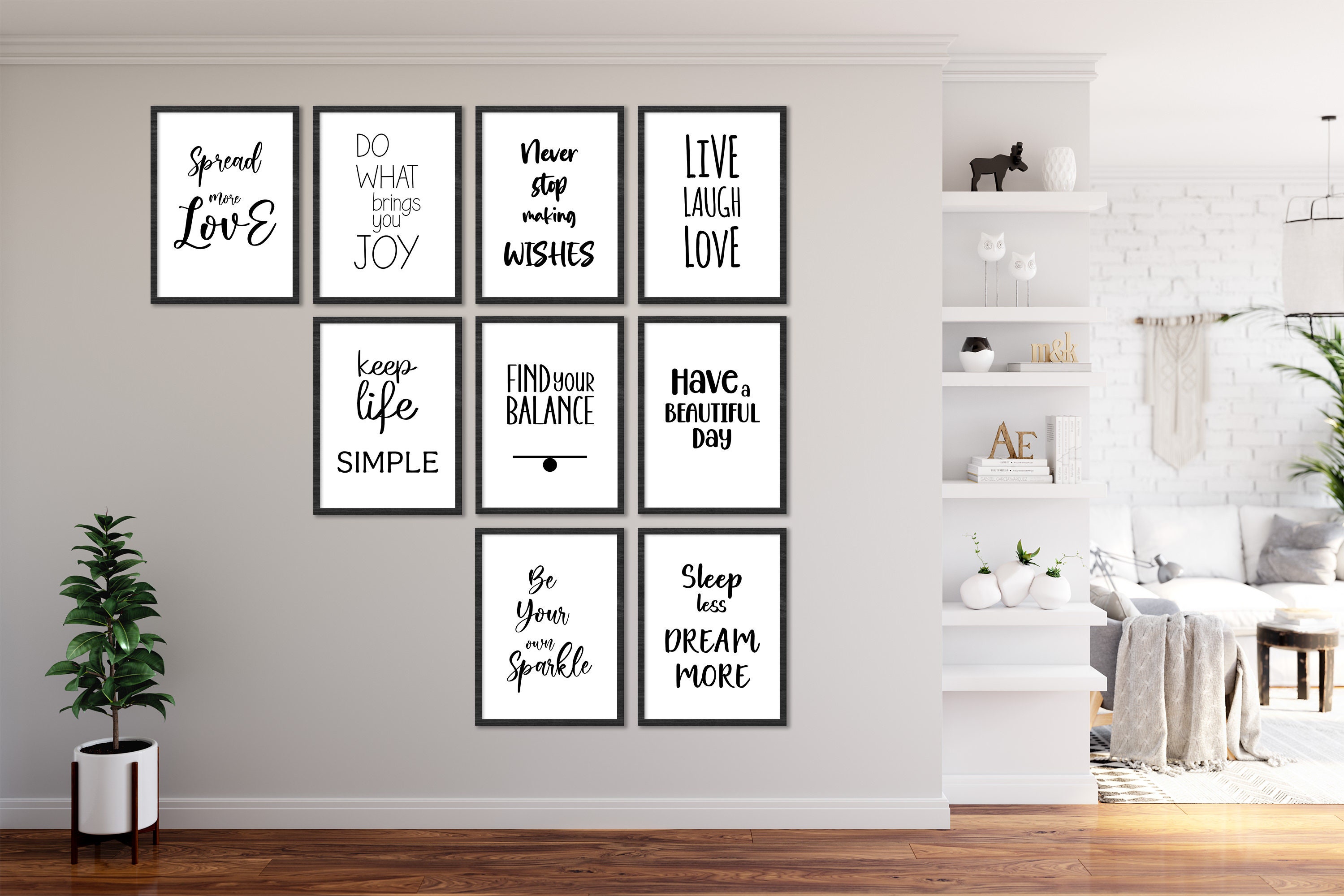 Quotes Printable Art, Set of 9 Prints, Inspirational Wall Art, Positive ...