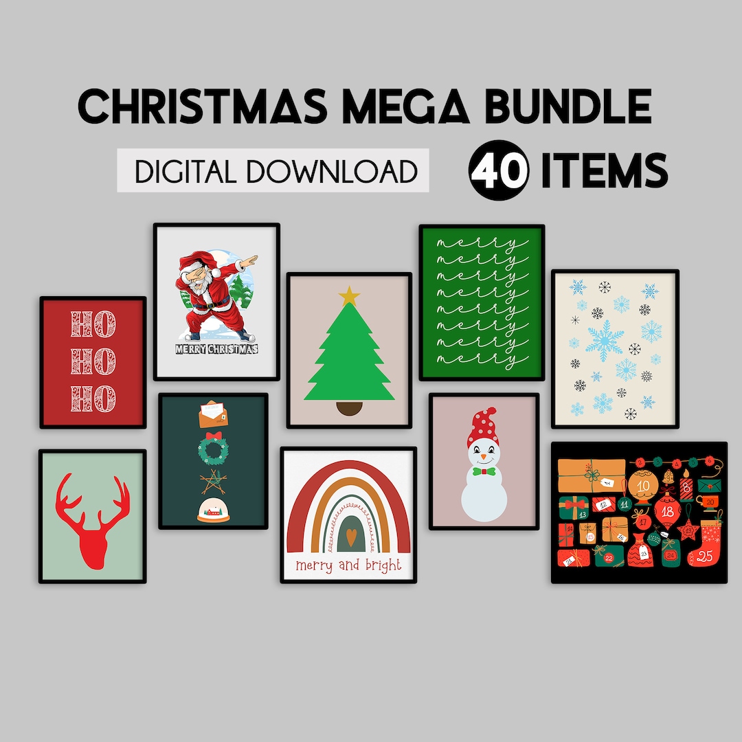 Christmas Gallery Wall Set, Mega Bundle, Christmas Home Decor