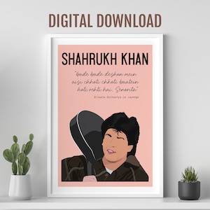 Shahrukh Khan poster, DDLJ, SRK, gift for her, Desi Wall art, Bollywood movie poster, retro Bollywood poster, Dilwale dulhaniya le jayenge