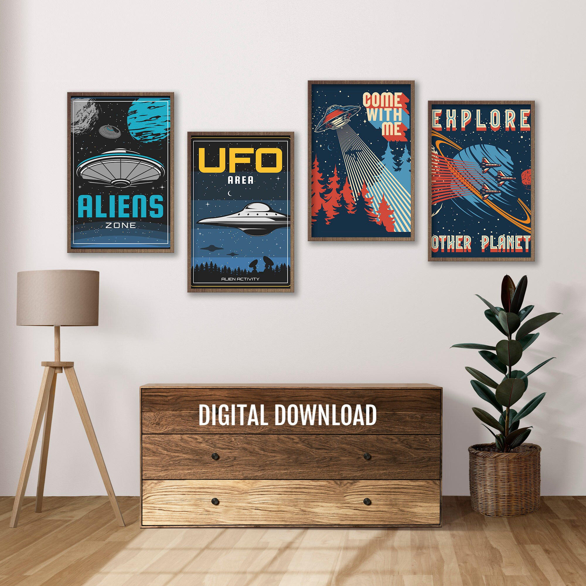 Set of 4 Space Posters Space Wall Art, NASA Wall Art, Rocket Wall