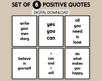 Motivation quotes, Set of 6 prints, Positive Affirmations, Inspirational print, Home decor, Print quotes, Motivational office prints