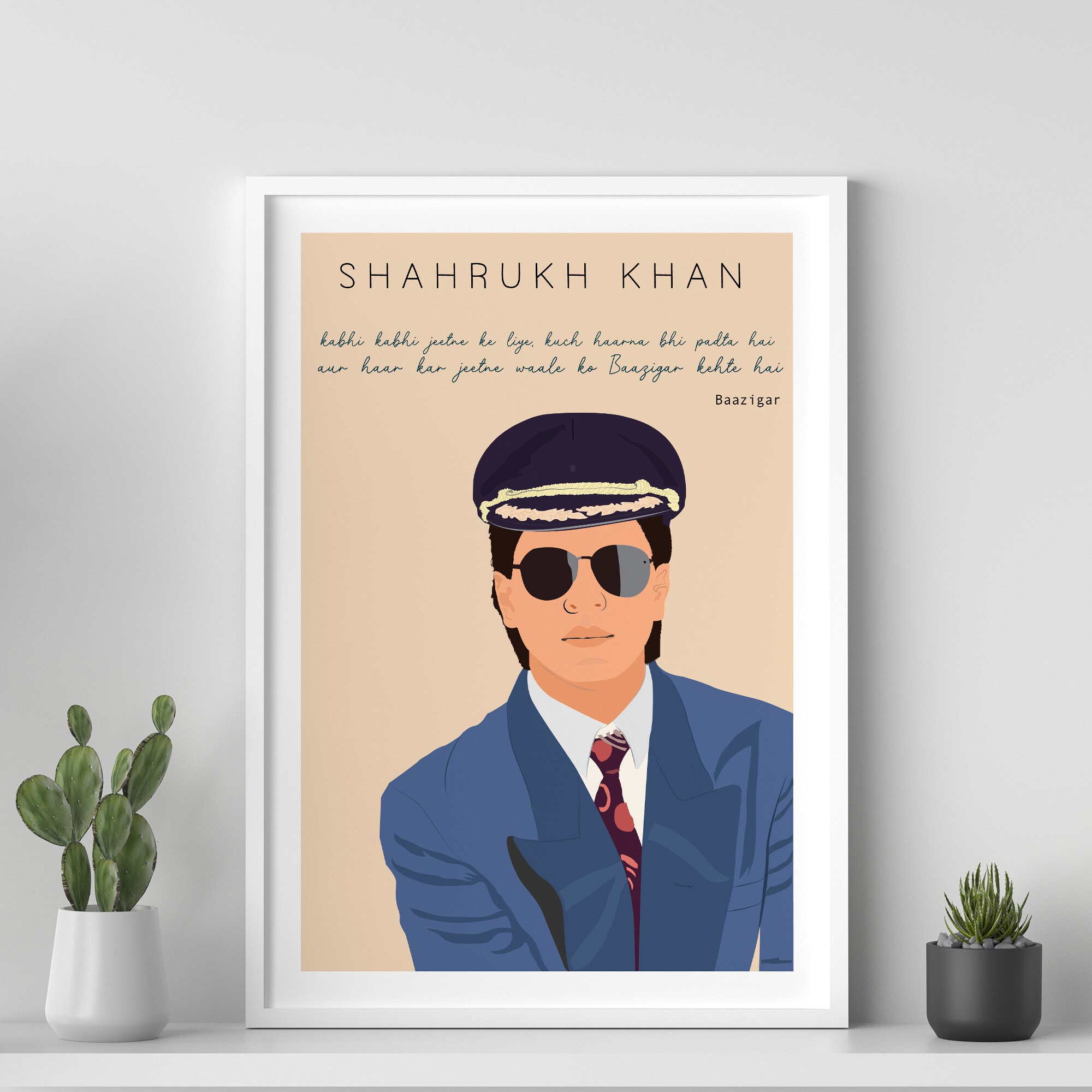 Shahrukh Khan Poster Baazigar Movie SRK Gift for Her Desi - Etsy