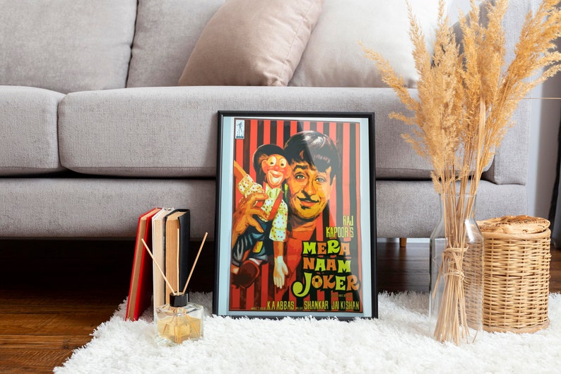 Cartel de la película Mera Naam Joker, arte de Desi Wall, cartel de la película de Bollywood, cartel retro de Bollywood, cartel de la película india, película de Raj Kapoor imagen 4