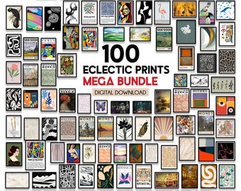 100 Eclectic MEGA BUNDLE Gallery wall set, Gallery wall collage, Printable eclectic wall art, Maximalist home decor, Airbnb Decor,
