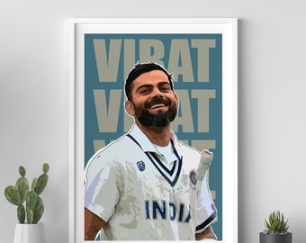 Poster Virat Kohli Cricket, arredamento sportivo indiano, regalo per gli amanti del cricket, poster pop art, poster di celebrità, giocatore della squadra di cricket indiana