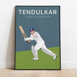 Sachin Tendulkar Cricket poster, Indiase sportdecor, Cadeau voor cricketliefhebber, Pop-art poster, Indiase print, Indiase retro poster