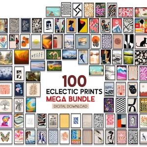 Gift set of 100 Eclectic MEGA BUNDLE Gallery wall set, Gallery wall collage, Printable eclectic wall art, airbnb wall art, maximalist print