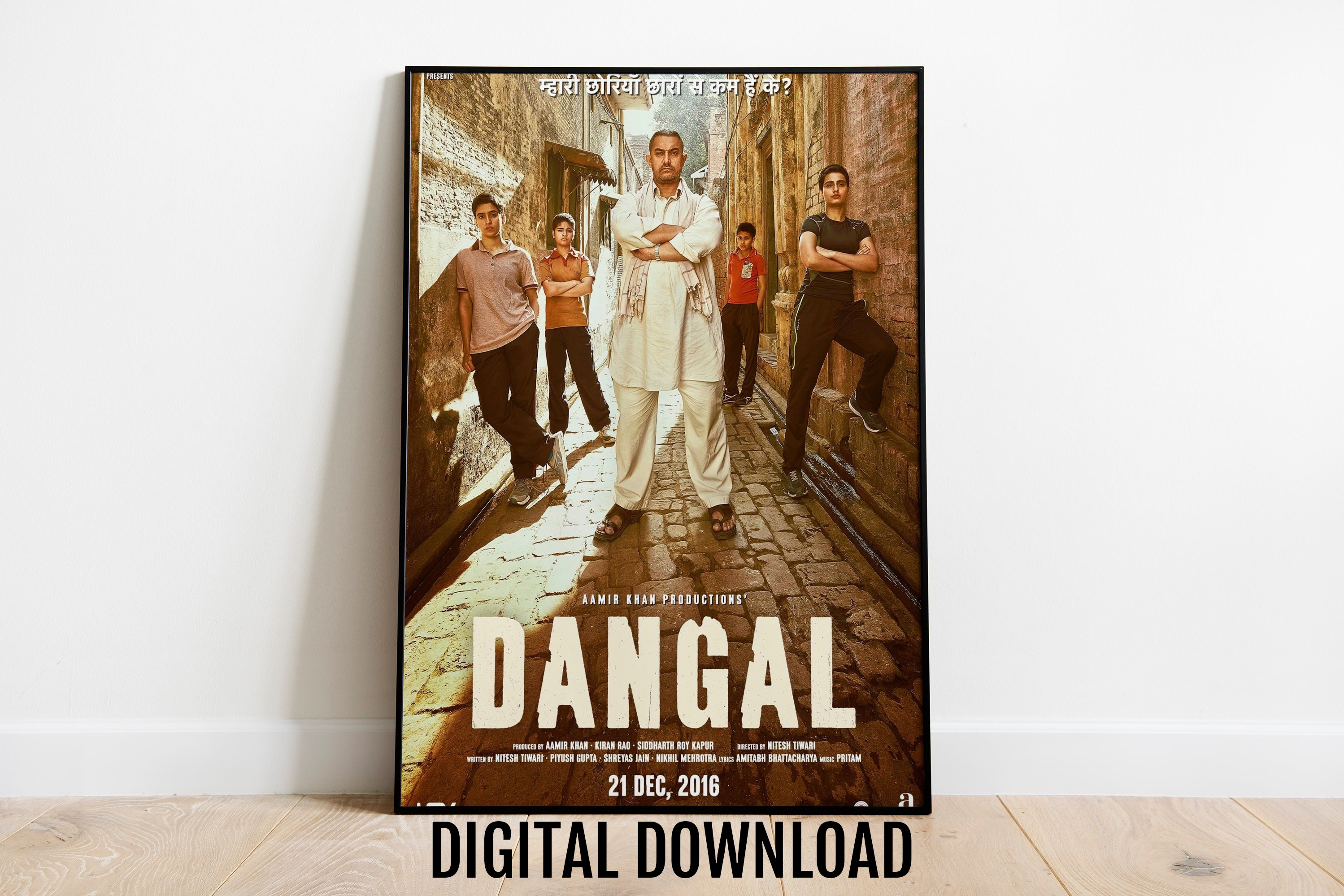 Dangal Movie Poster, Desi Wall Art, Bollywood Movie Poster, Retro ...