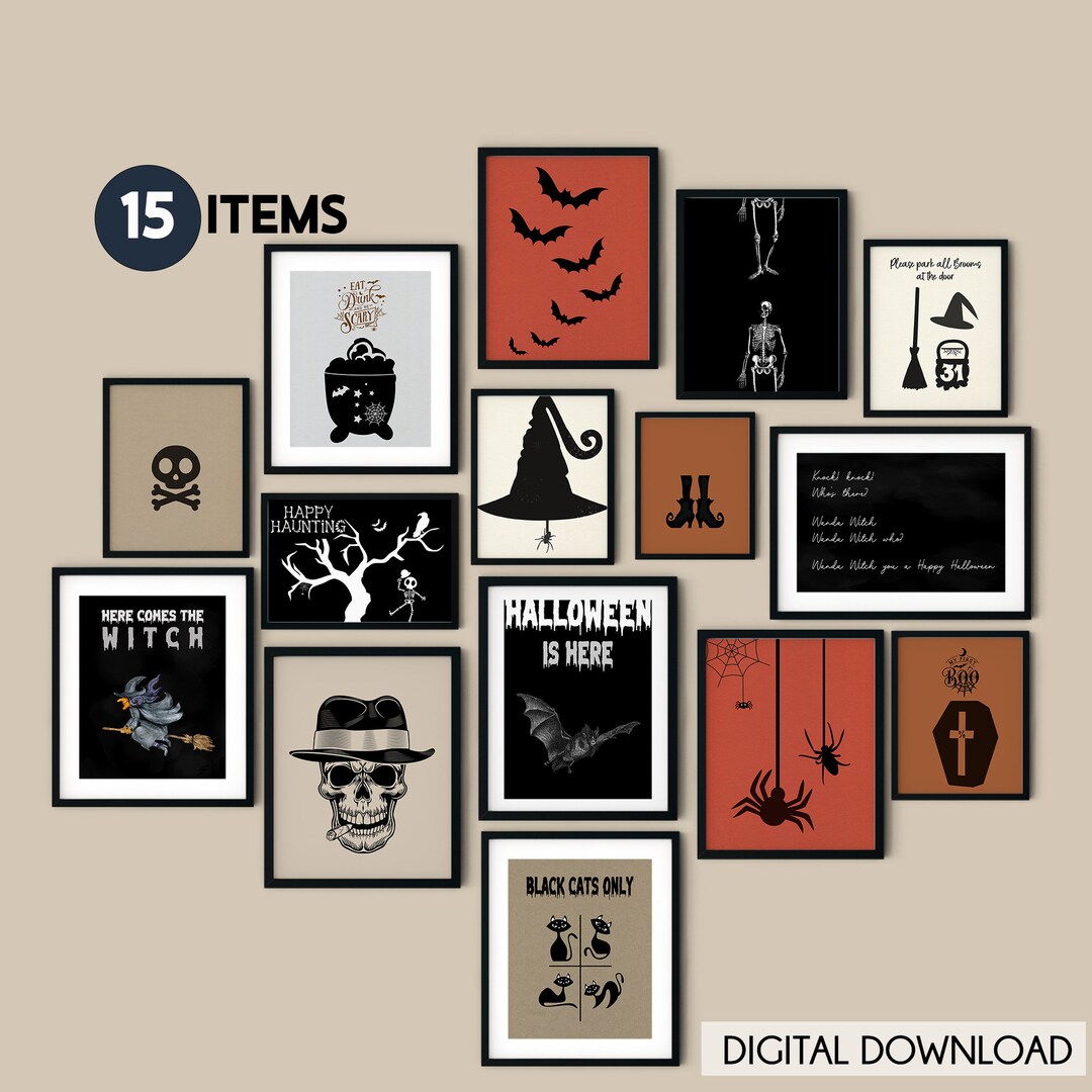 Halloween Decor, Set of 15 Halloween Prints, Halloween Home Decor ...