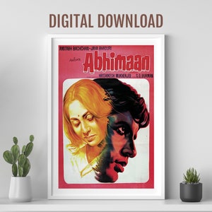 Abhimaan Filmplakat, Desi Wandkunst, Bollywood Filmplakat, Desi Kunstdruck, Retro Bollywood Plakat, Amitabh Bachchan, indisches Filmplakat