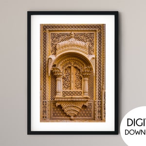 Window stone carving, Rajasthan print, Bohemian decor, Cityscape wall print, India Wall art photo, Digital Download, Printable art