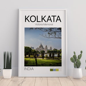 Victoria memorial in Kolkata, Cityscape, Kolkata poster, India Poster, India Photo, Printable wall art, Travel poster, City poster image 1