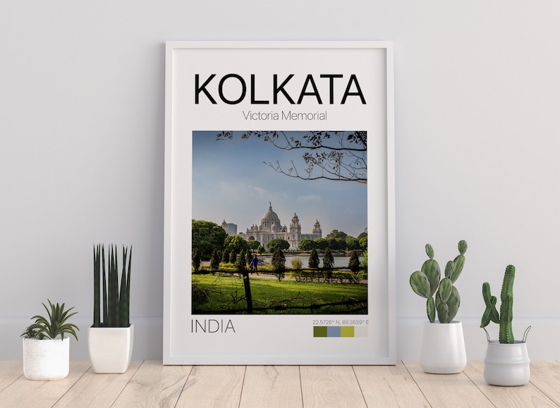 Victoria memorial in Kolkata, Cityscape, Kolkata poster, India Poster, India Photo, Printable wall art, Travel poster, City poster image 1