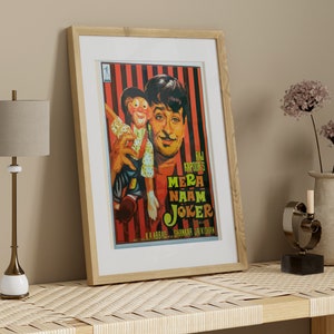 Cartel de la película Mera Naam Joker, arte de Desi Wall, cartel de la película de Bollywood, cartel retro de Bollywood, cartel de la película india, película de Raj Kapoor imagen 3