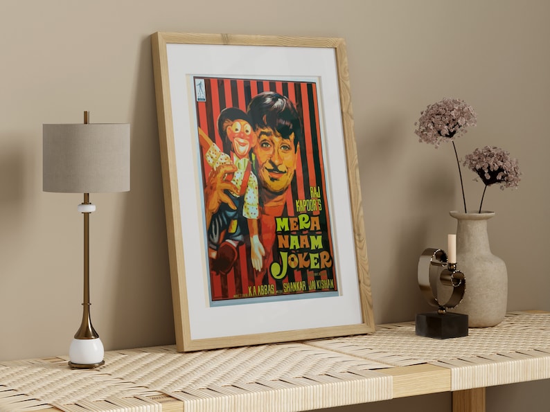 Cartel de la película Mera Naam Joker, arte de Desi Wall, cartel de la película de Bollywood, cartel retro de Bollywood, cartel de la película india, película de Raj Kapoor imagen 3