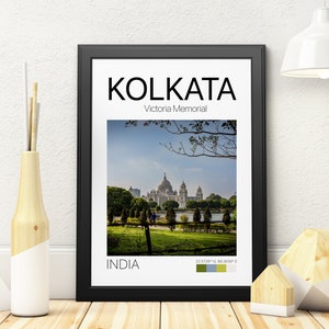 Victoria memorial in Kolkata, Cityscape, Kolkata poster, India Poster, India Photo, Printable wall art, Travel poster, City poster image 2