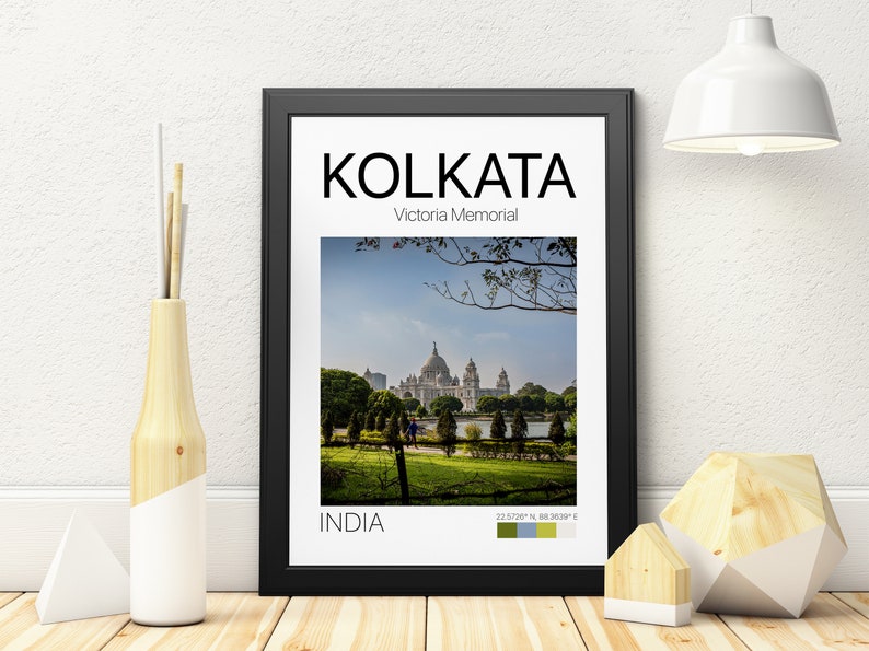 Victoria memorial in Kolkata, Cityscape, Kolkata poster, India Poster, India Photo, Printable wall art, Travel poster, City poster image 2