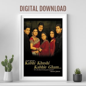 Kabhi Khushi Kabhie Gham Filmplakat, Desi Wandkunst, Bollywood-Filmplakat, Retro-Bollywood-Plakat Indisches Filmplakat, K3G-Filmplakat