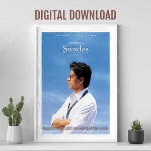 Swades movie poster, Desi Wall art, Bollywood movie poster, retro Bollywood poster, Indian film poster, SRK, Shahrukh Khan poster