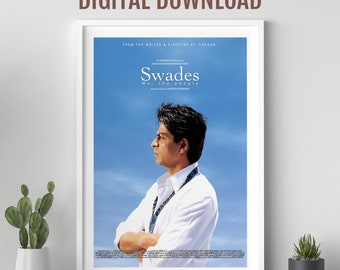 Swades filmposter, Desi Wall art, Bollywood filmposter, retro Bollywood poster, Indiase filmposter, SRK, Shahrukh Khan poster