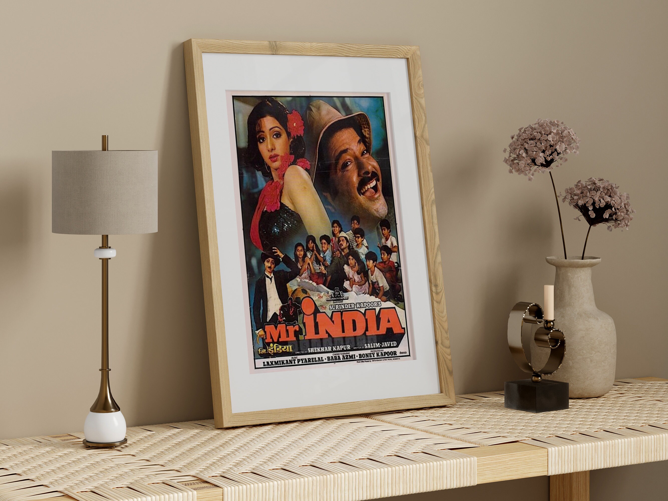 Mr India Movie Poster, Desi Wall Art, Bollywood Movie Poster, Retro