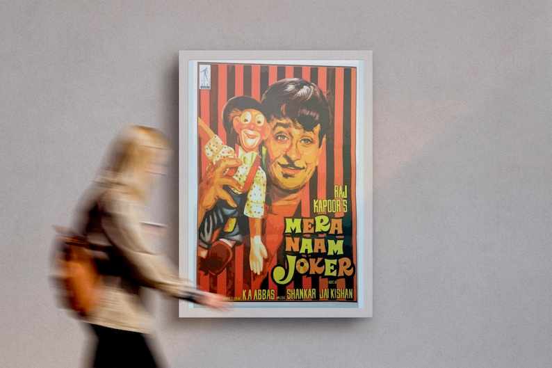 Cartel de la película Mera Naam Joker, arte de Desi Wall, cartel de la película de Bollywood, cartel retro de Bollywood, cartel de la película india, película de Raj Kapoor imagen 5
