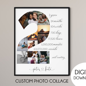 Second Anniversary photo collage, 2nd Anniversary photo collage, Anniversary gift, Gift for her, Gift for couple, Anniversary photo collage