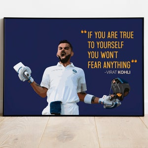 Cita de Virat Kohli, cartel de Virat Kohli Cricket, regalo para los amantes del cricket, regalo único para él, cartel de arte pop, cartel de celebridades indias,