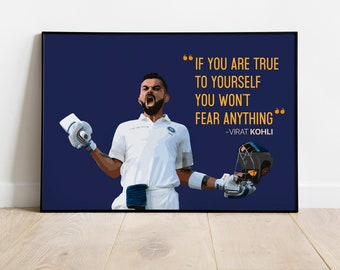 Citazione di Virat Kohli, poster Virat Kohli Cricket, regalo per gli amanti del cricket, regalo unico per lui, poster pop art, poster di celebrità indiane,