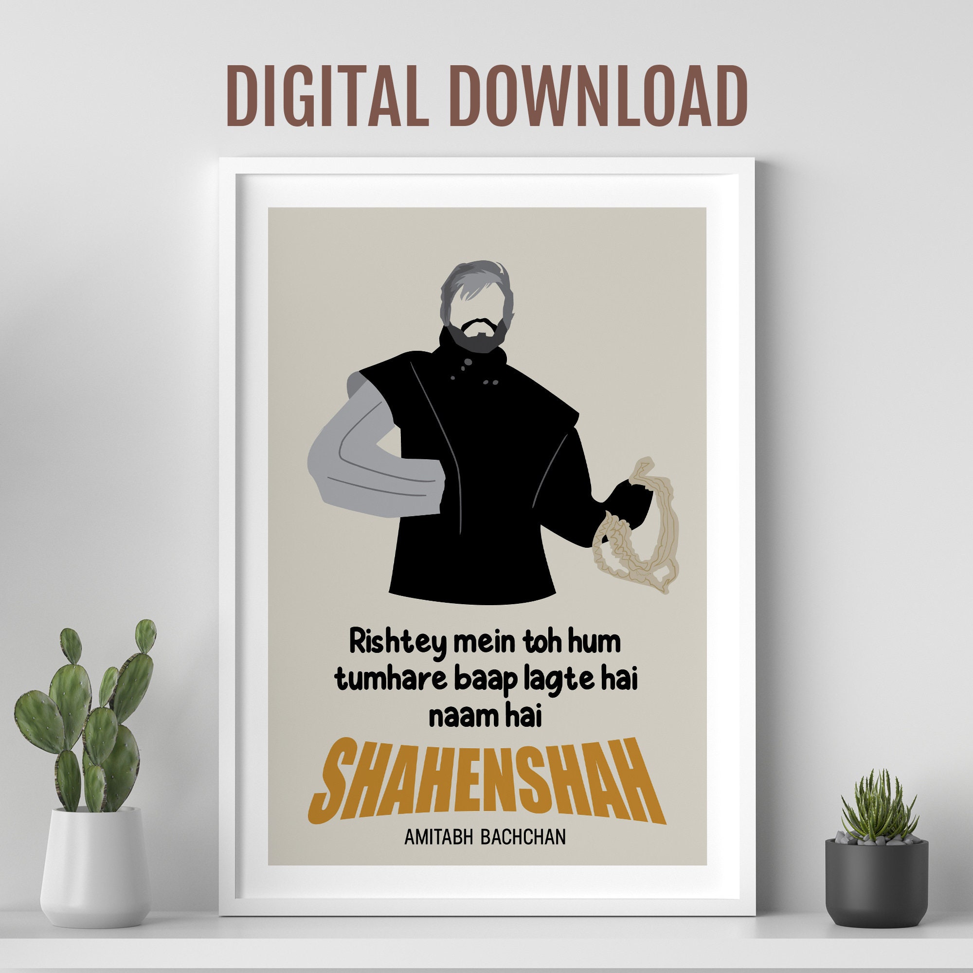 Rishtey Mein Toh Hum Tumhare, Amitabh Bachchan Shahenshah Movie Dialogue,  Desi Wall Art, Bollywood Movie Poster, Indian Culture Pop Art - Etsy, image size:2000x2000