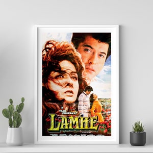 Lamhe movie poster, Desi Wall art, Bollywood movie poster, retro Bollywood poster, Indian film poster, Sridevi, Anil Kapoor