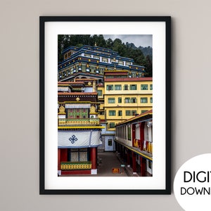 Rumtek Monastery in Sikkim India, India poster, Buddhist Monastery, Photo Wall Art, Digital Download, Printable art, Cityscape photo print