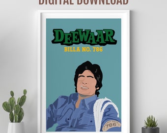 Amitabh Bachchan poster, Deewaar movie, gift for him, Desi Wall art,  Bollywood movie poster, retro Bollywood poster, Celebrity print