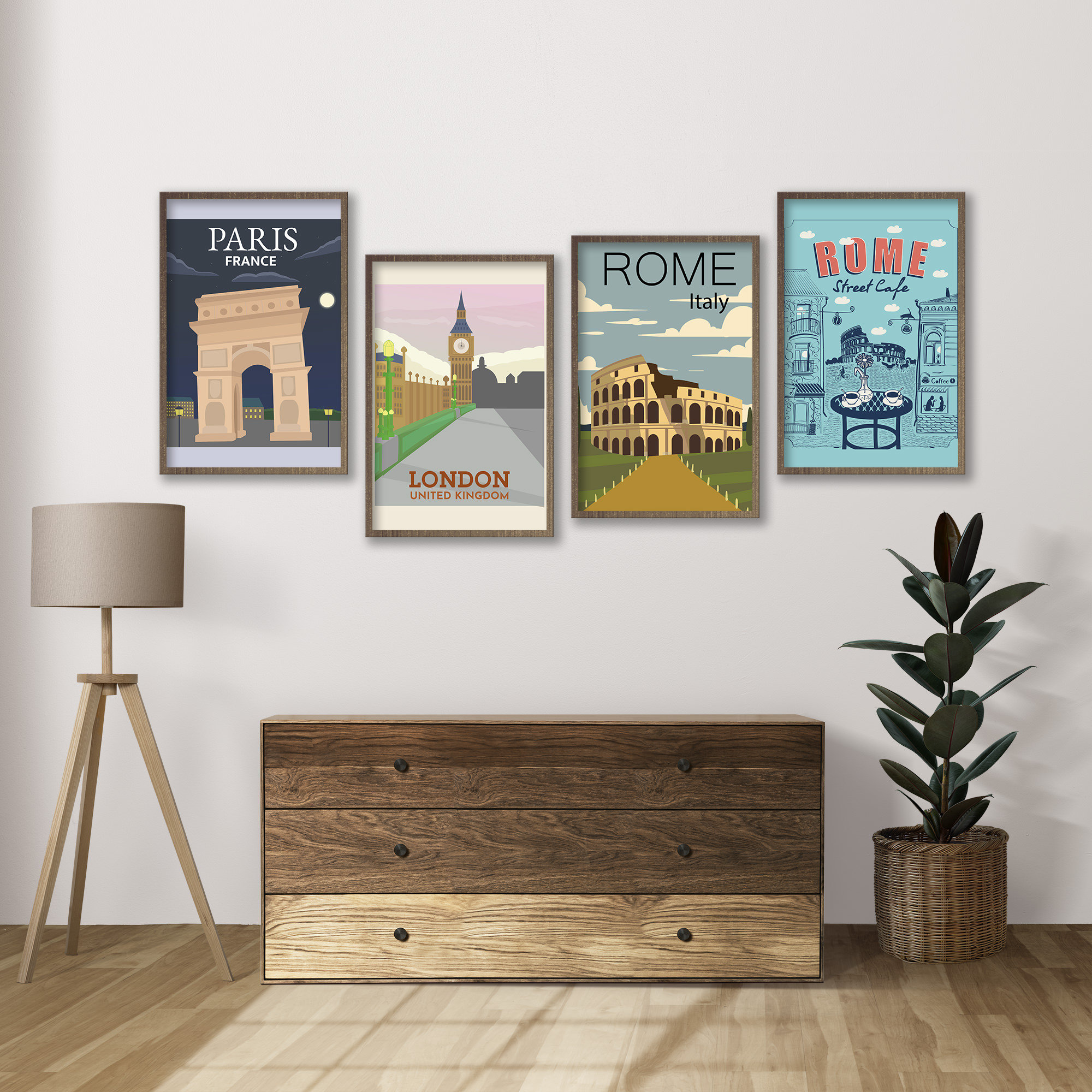 Retro International Travel Posters, Set of 10 Travel Posters, Vintage