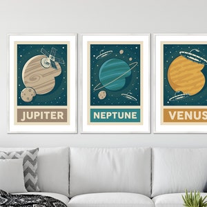 Gift Poster Set of 9 Planets for Teenager, Space Wall Art, Solar System ...