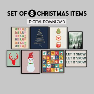 Christmas gallery wall set, Christmas home decor, Christmas prints, Winter wall art, Holiday decor, Christmas wall decor