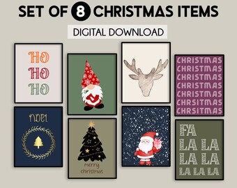 Christmas gallery wall set, Modern Christmas home decor, Christmas prints, Winter wall art, Holiday decor, Christmas wall decor