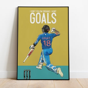 Cartel de Virat Kohli Cricket, decoración deportiva india, regalo para los amantes del cricket, cartel de arte pop, cartel de celebridades, jugador del equipo de cricket de India