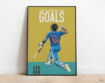 Poster Virat Kohli Cricket, arredamento sportivo indiano, regalo per gli amanti del cricket, poster pop art, poster di celebrità, giocatore della squadra di cricket indiana