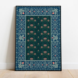 Indian folk art, Indian Mughal garden, Pichwai painting, Living room decor, Indian painting, Indian vintage boho wall art, Indian poster