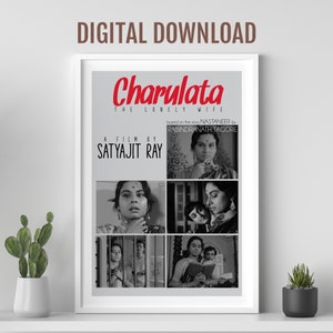 Charulata movie poster, Satyajit Ray, The lonely wife movie, Bengali movie poster, Desi Wall art, retro Bollywood poster, Indian film poster